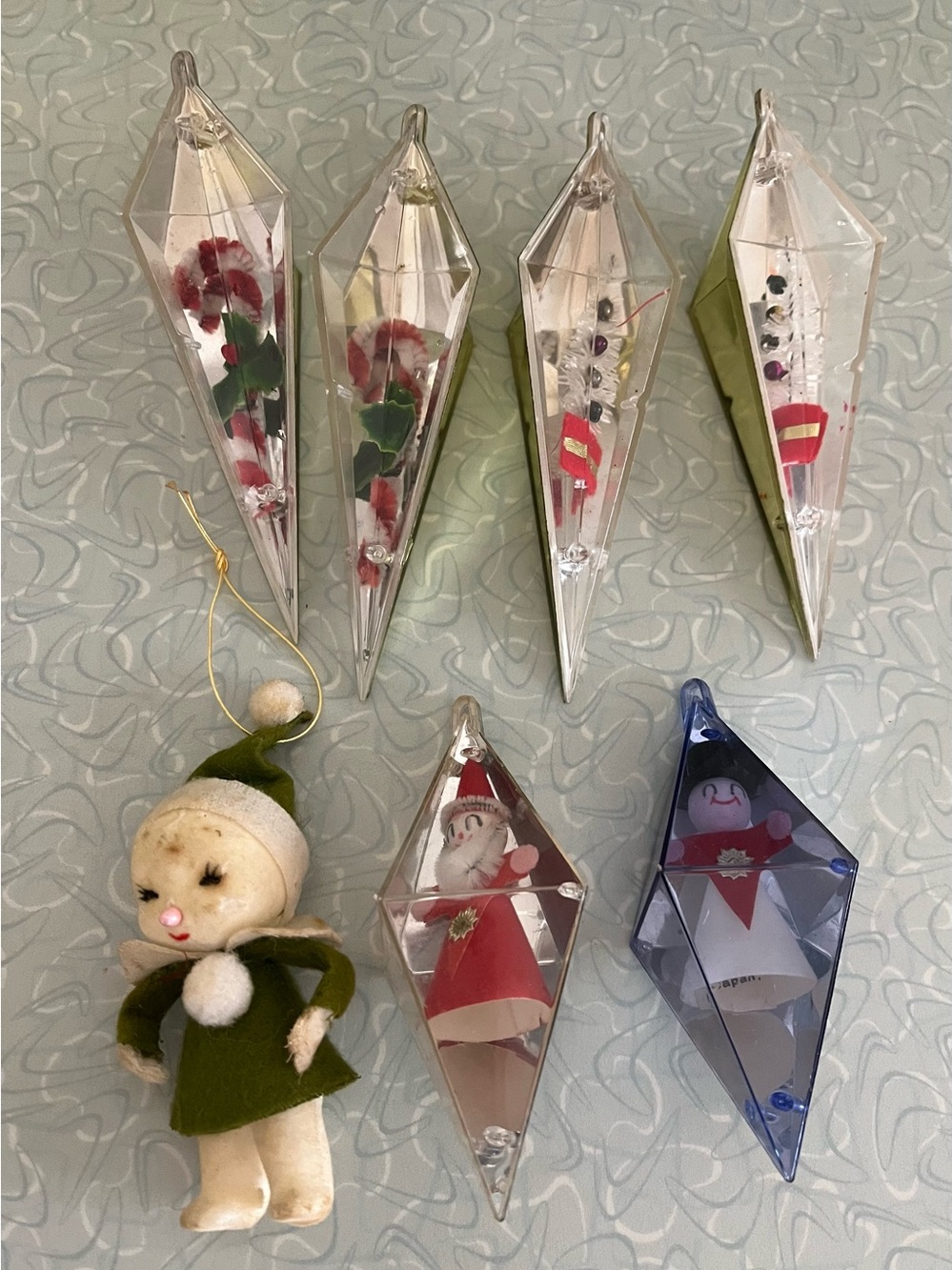 Set of 6 vintage midcentury Christmas ornaments